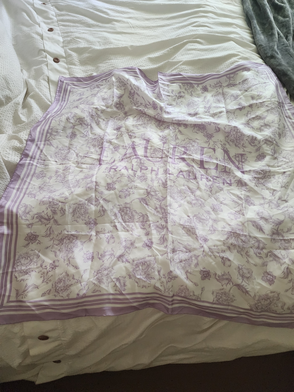 Lauren Ralph Lauren Lilac and White Floral Silk Scarf